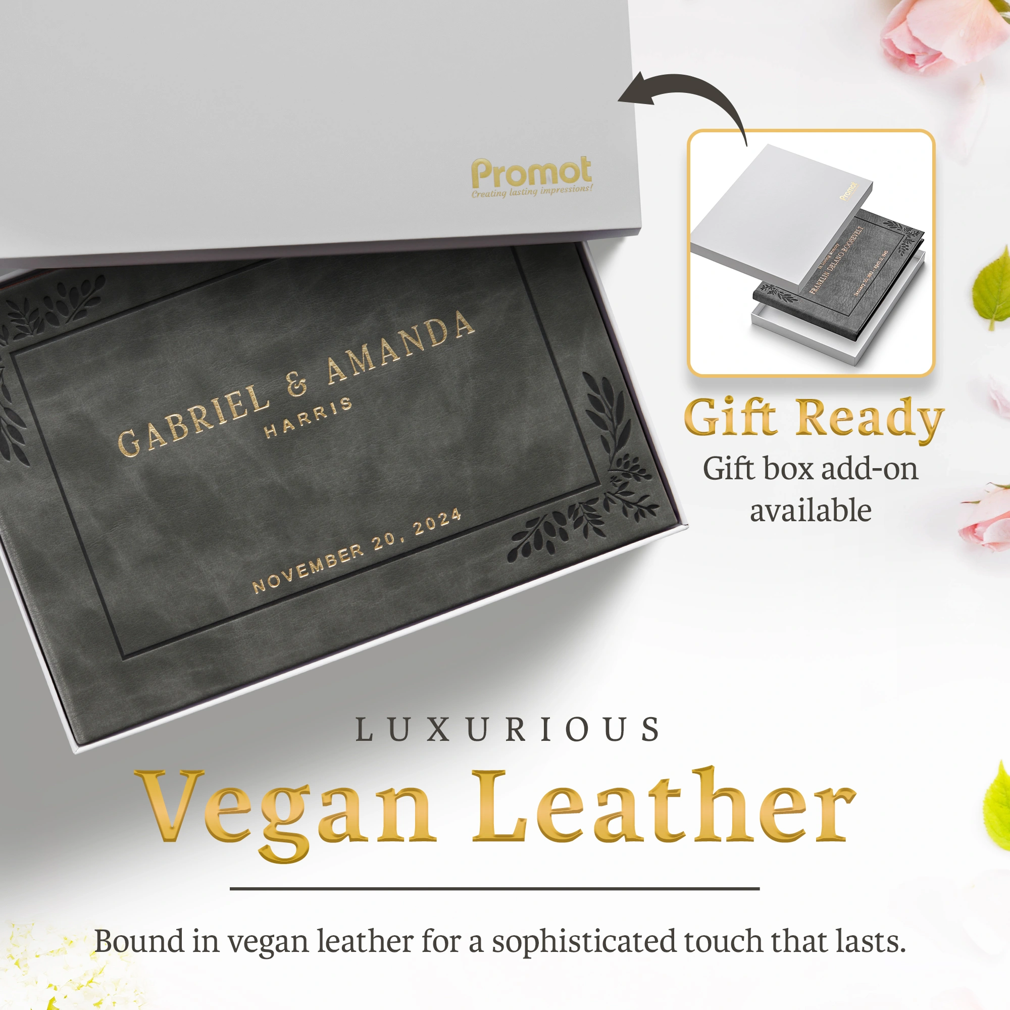 Custom Wedding Guest Book - Charcoal hover